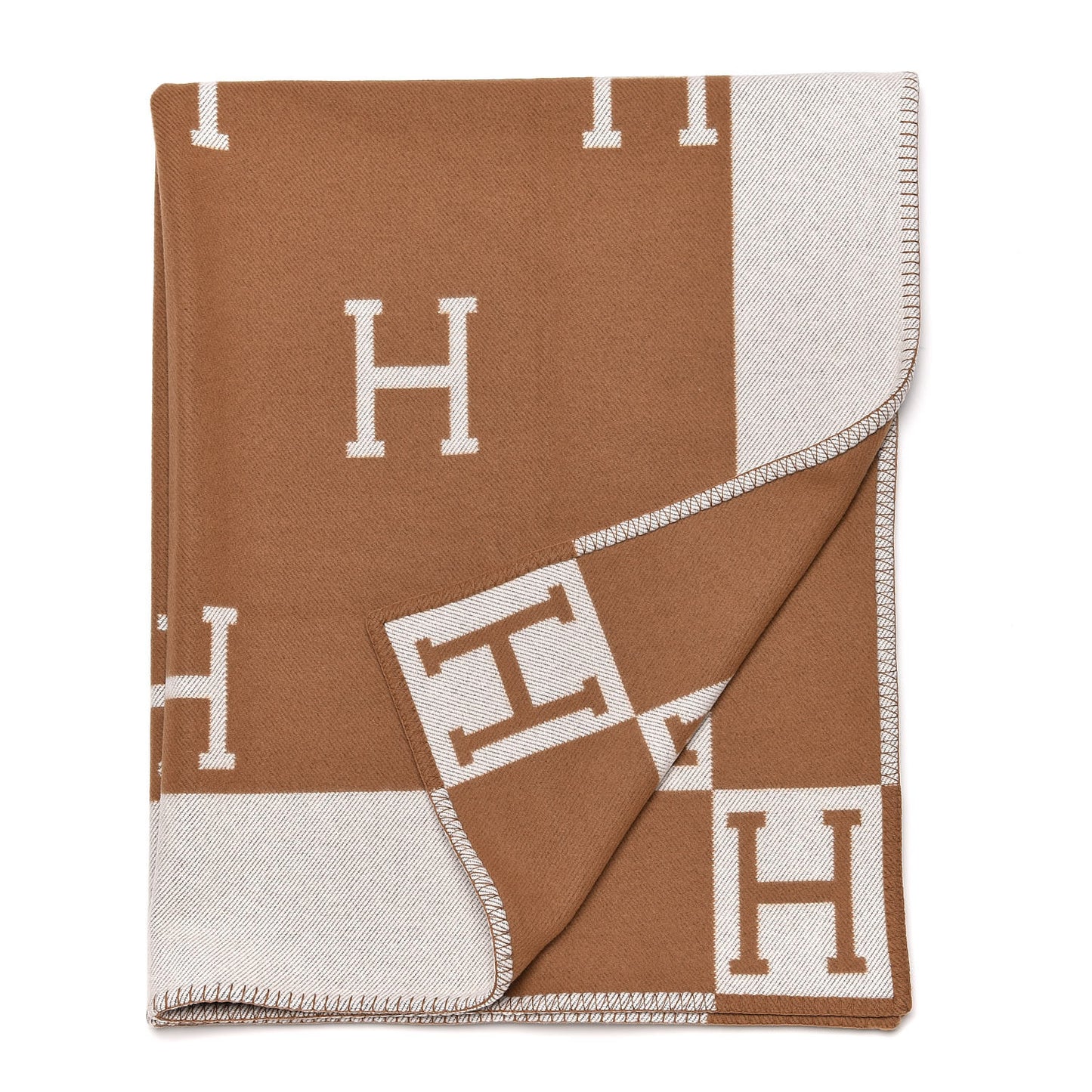 Wool Cashmere Avalon Blanket Ecru Camel