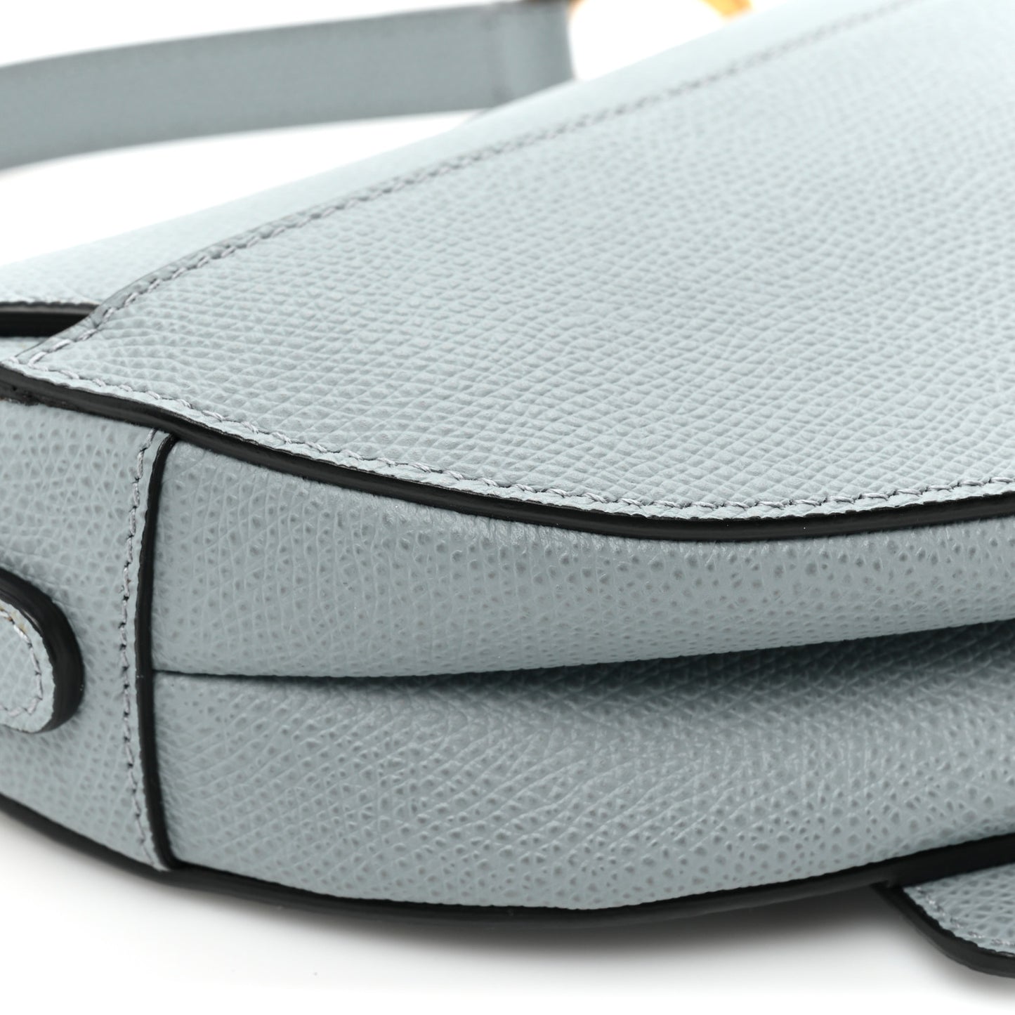 Grained Calfskin Mini Saddle Bag Sky Blue