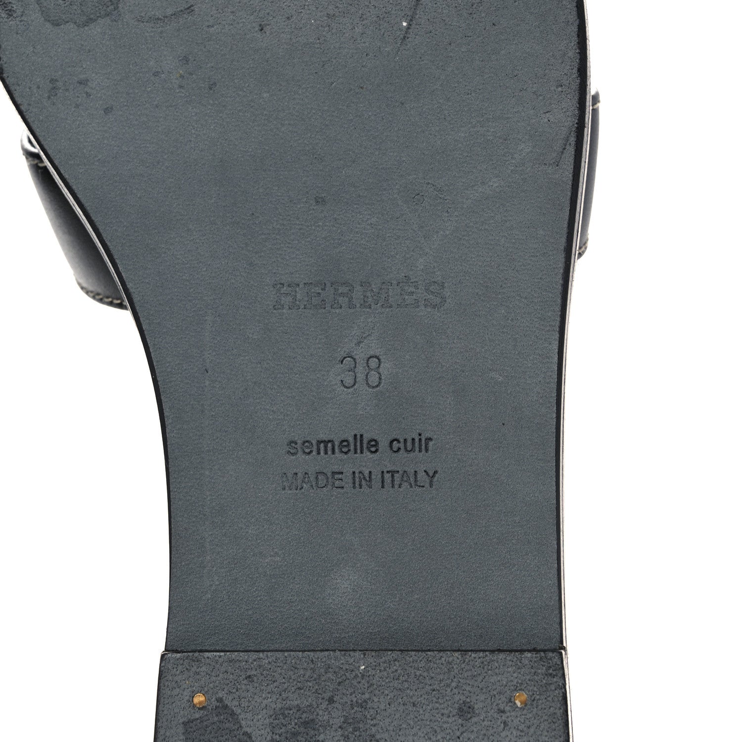 Hermes Box Calfskin Oran Sandals 38 Black 6 of 11