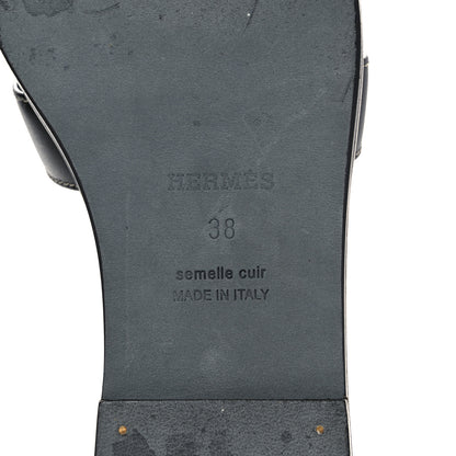 Hermes Box Calfskin Oran Sandals 38 Black 6 of 11