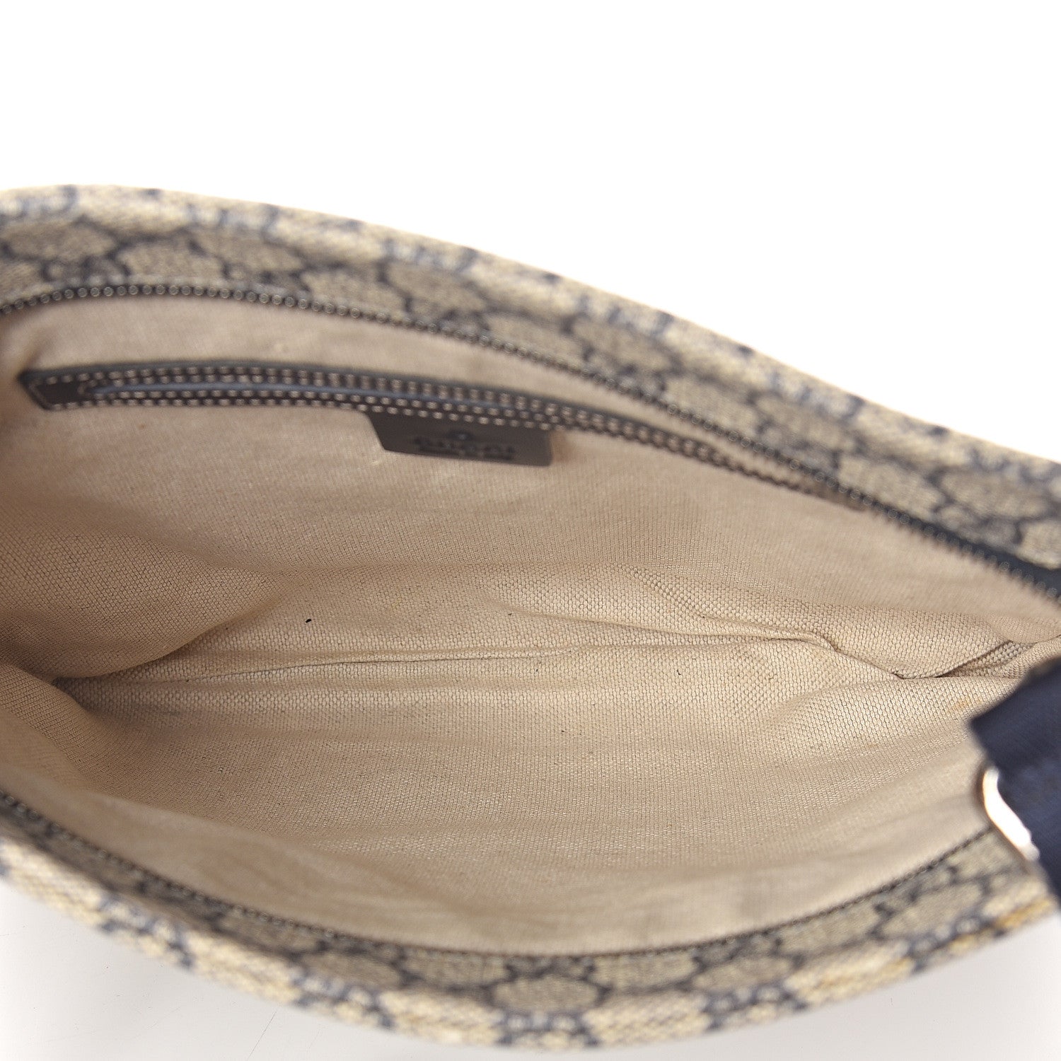 Gucci GG Supreme Monogram Small Flat Side Zip Messenger Bag Beige Blue 4 of 8