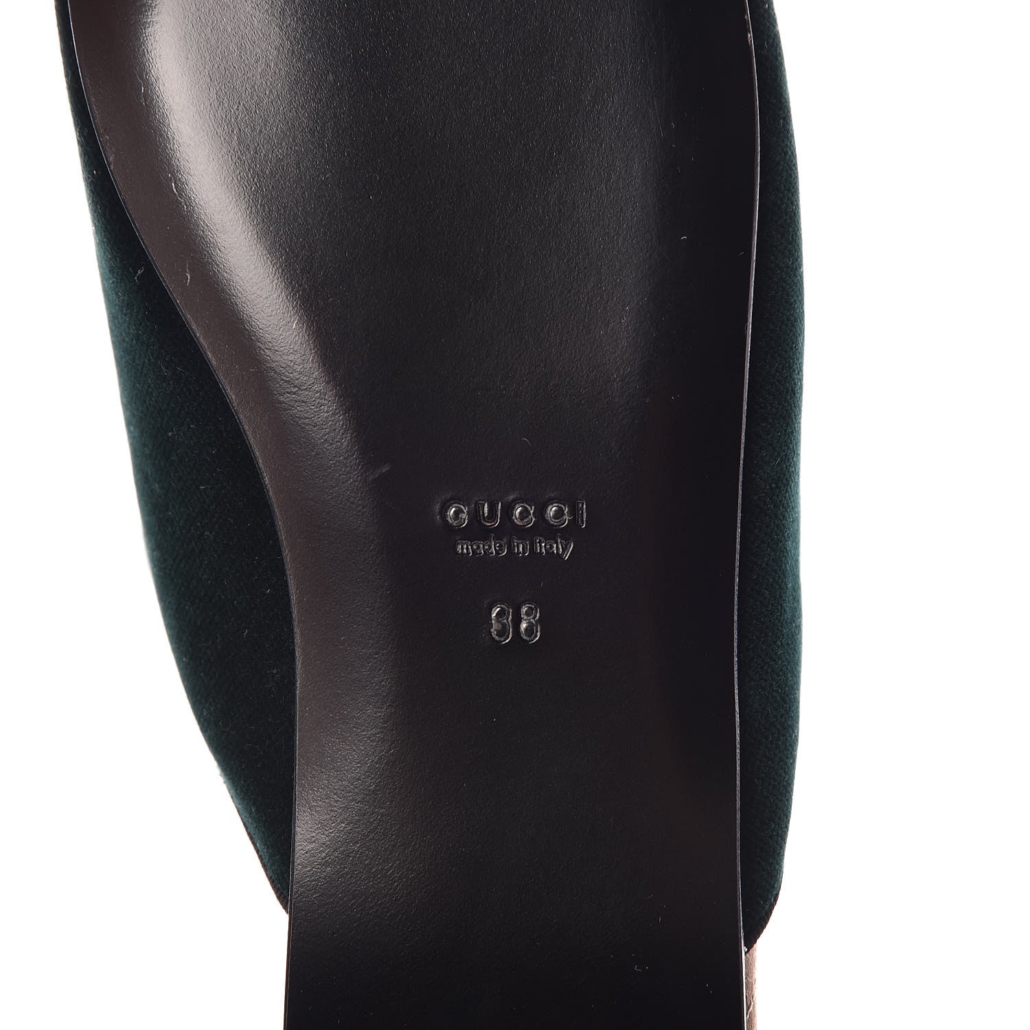Gucci Velvet Crystal Embellished Womens Lawrence Slippers 38 Verde 7 of 9