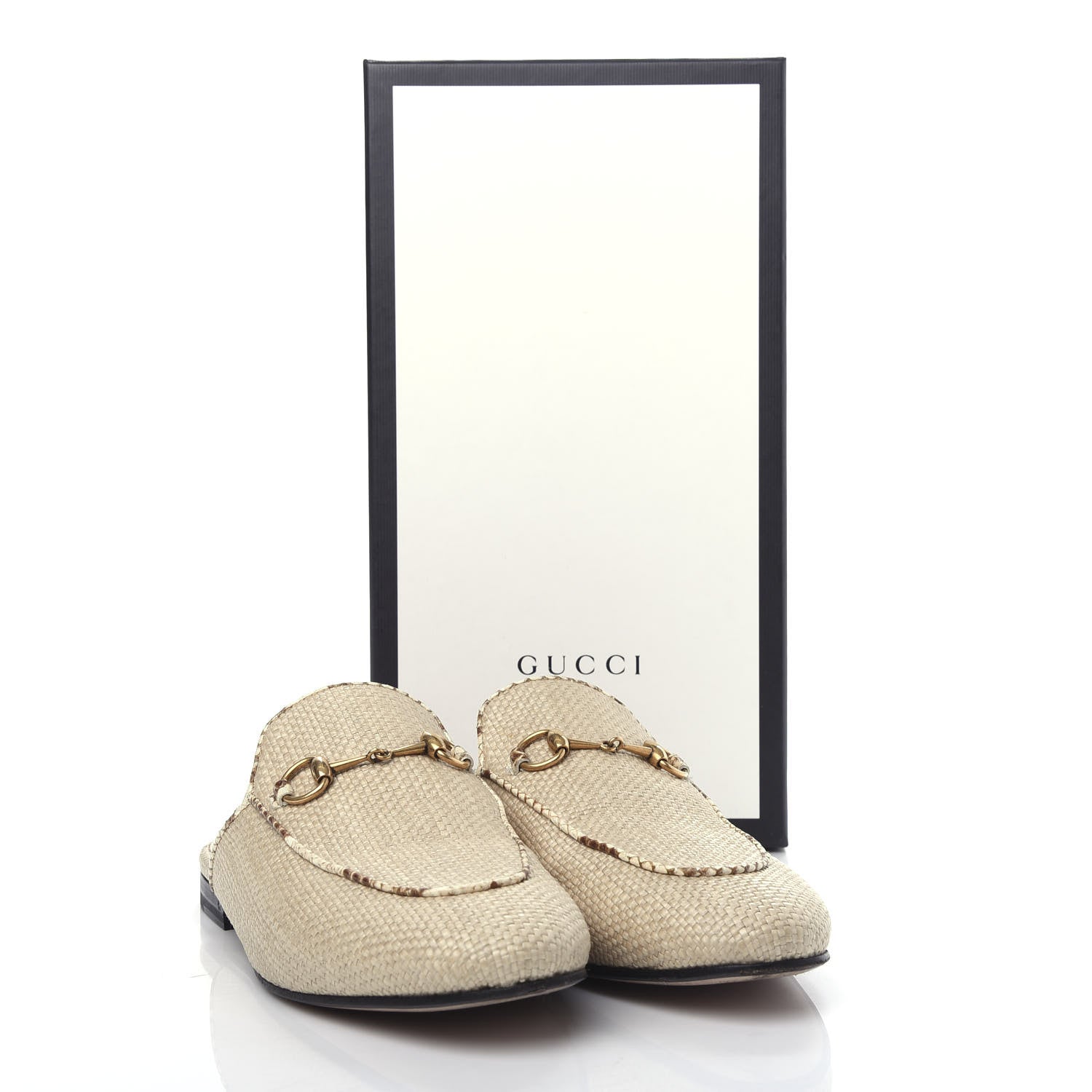 Gucci Straw Elaphe Womens Princetown Slippers 38.5 Natural Cream Brown 11 of 11