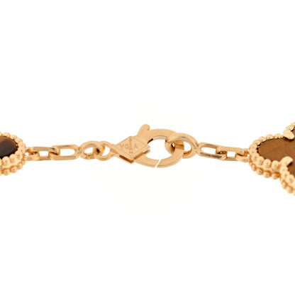 Van Cleef & Arpels 18K Yellow Gold Tiger Eye 5 Motifs Vintage Alhambra Bracelet 3 of 3
