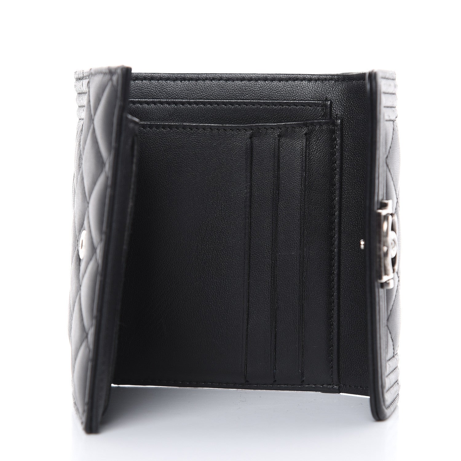 Chanel Lambskin Quilted Compact Boy Wallet Black 5 of 14