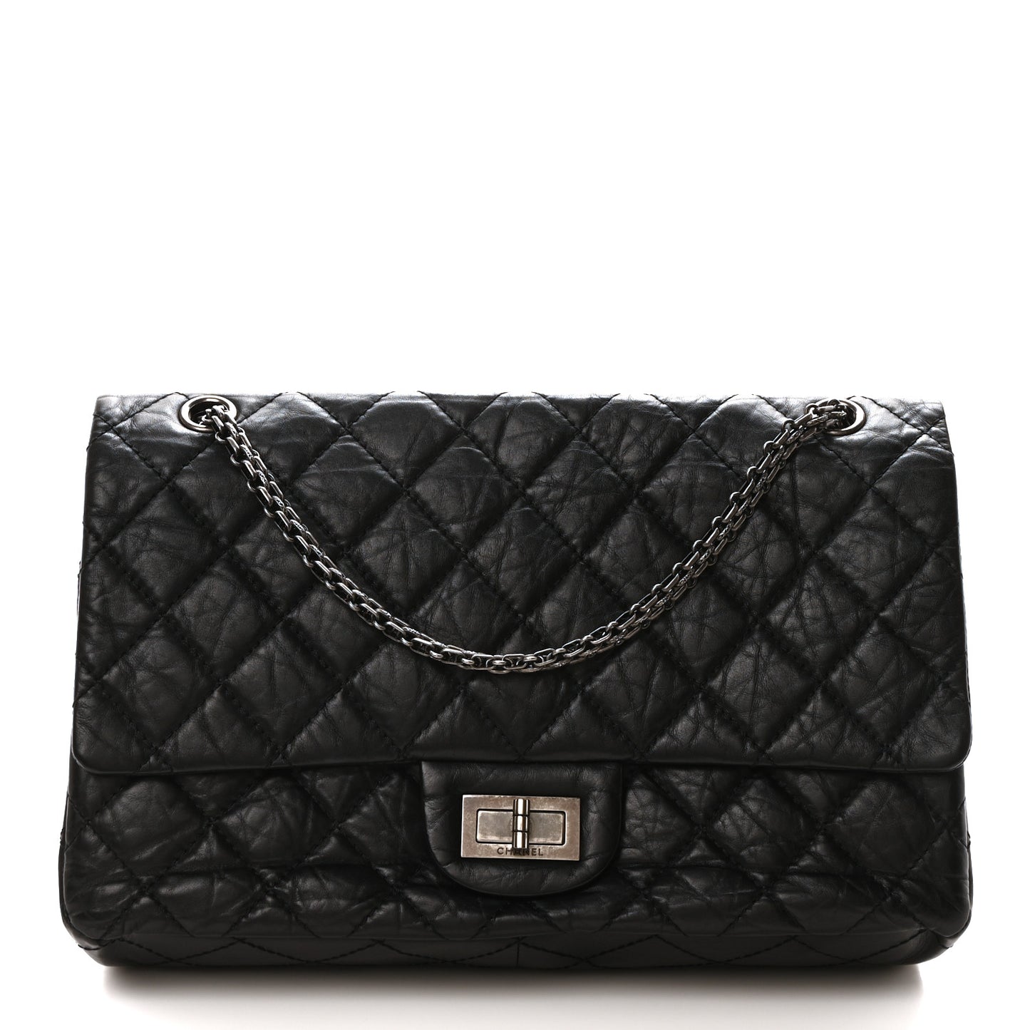 Aged Calfskin Quilted 2.55 Reissue 227 Flap Black