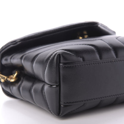 Saint Laurent Calfskin Y Quilted Monogram Toy Loulou Crossbody Bag Black 6 of 9