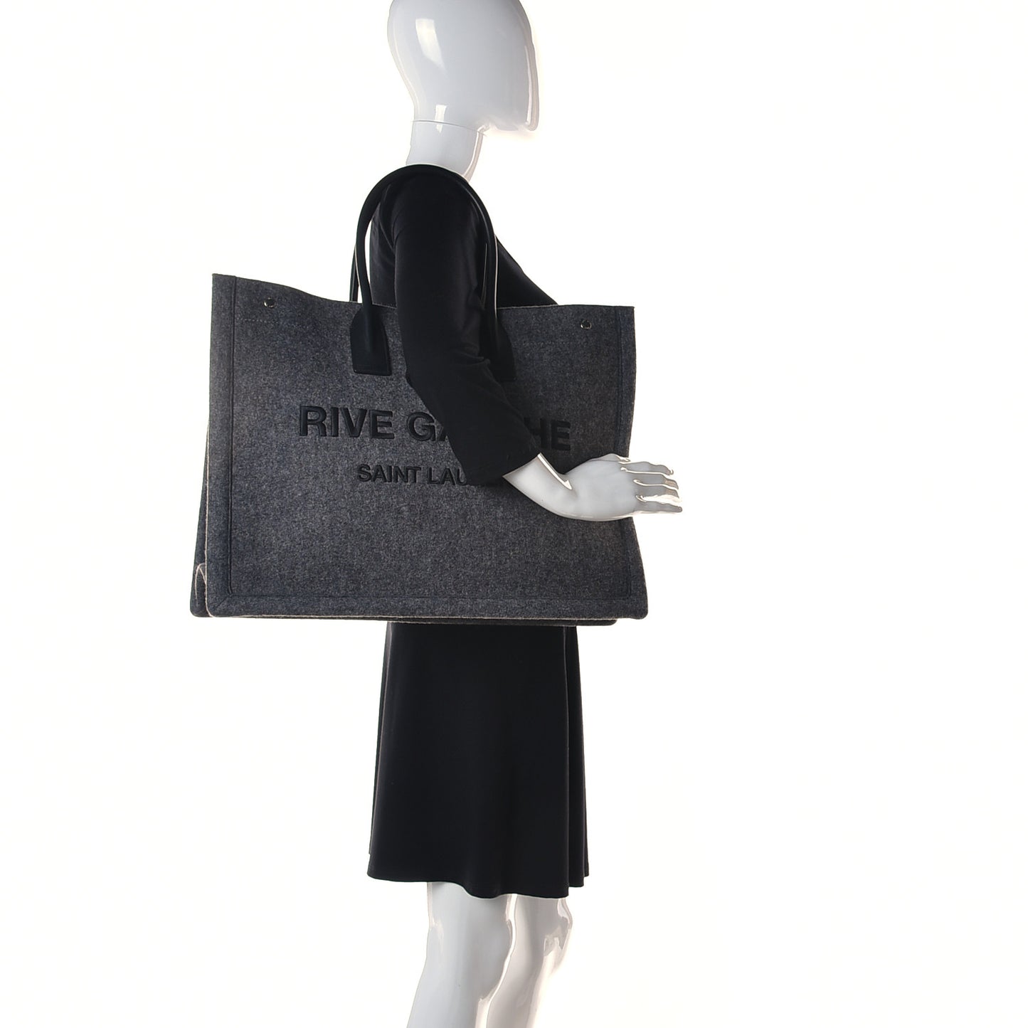 Wool Calfskin Rive Gauche Tote Grey