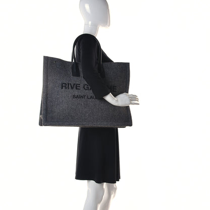 Saint Laurent Wool Calfskin Rive Gauche Tote Grey 2 of 10