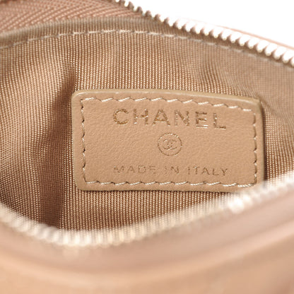 Chanel Crumpled Calfskin Chevron Quilted Small Cosmetic Case Dark Beige 6 of 7