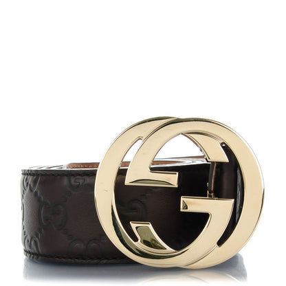 Gucci Guccissima Signature Interlocking G 40mm Belt 105 42 Chocolate 1 of 6