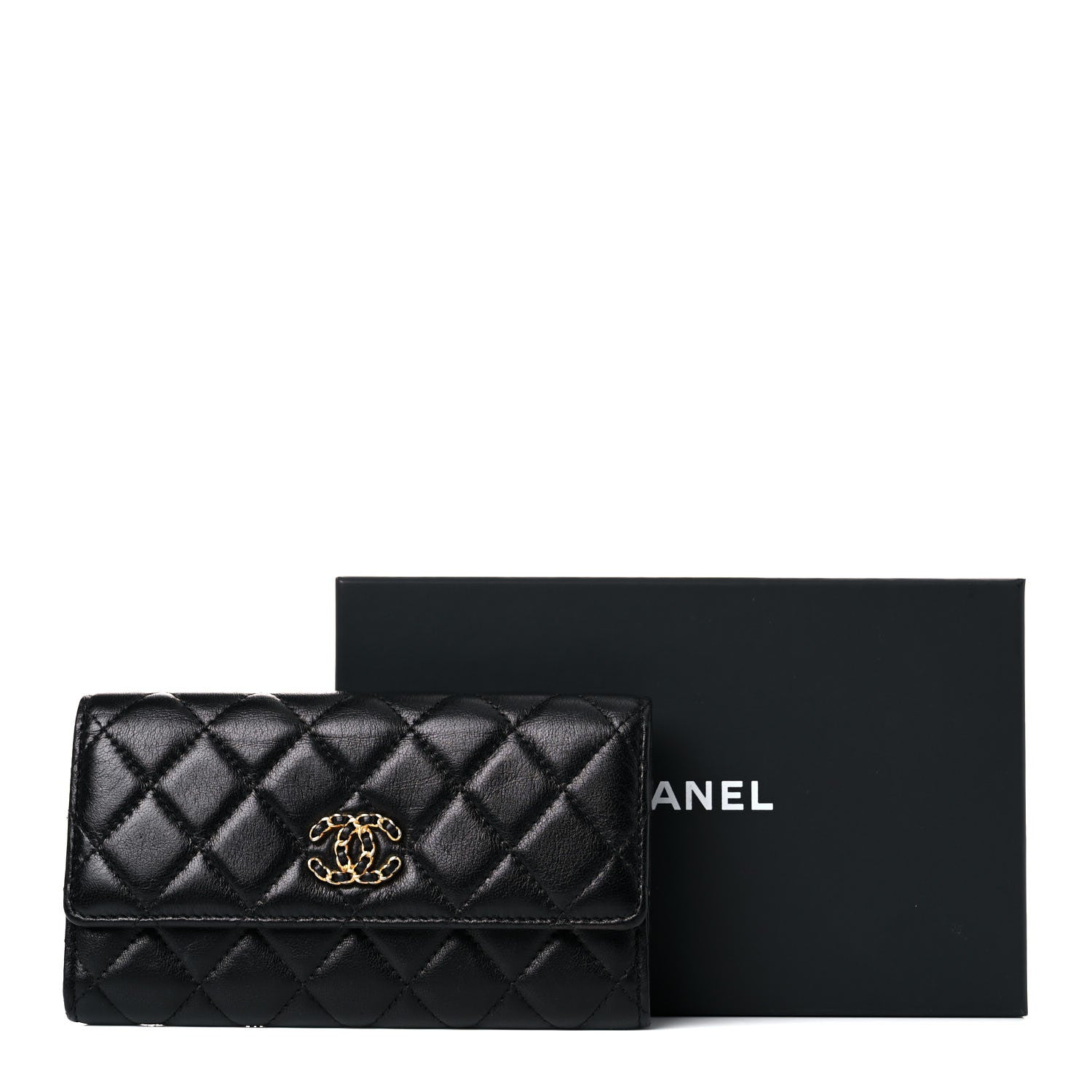 Chanel Lambskin Quilted Medium Chanel 19 Flap Wallet Black 15 of 15