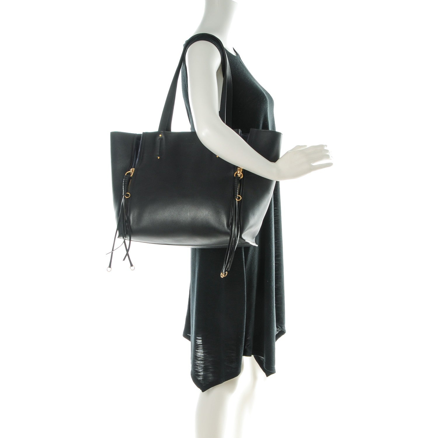 Chloe Smooth Calfskin Medium Milo Shopping Tote Black 2 of 8