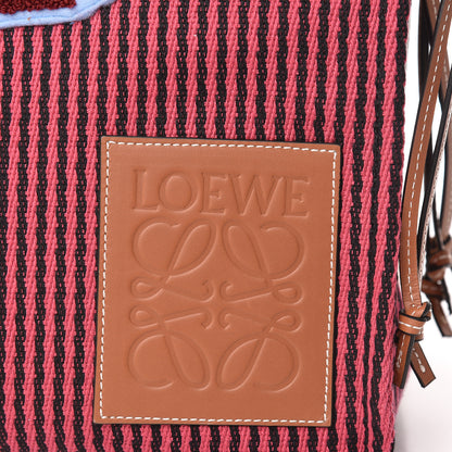 Loewe Canvas Calfskin Print Paulas Ibiza Stripes Cushion Tote Red White 6 of 11