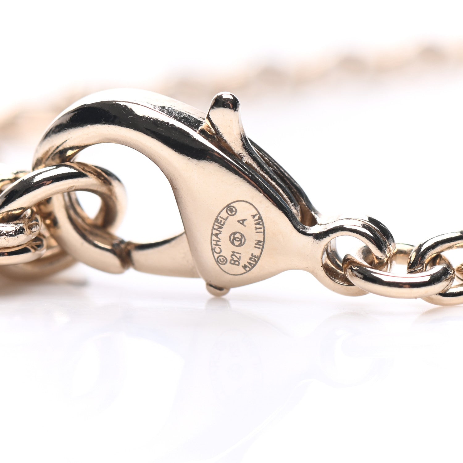 Chanel Pearl Logo Necklace Gold 4 of 5