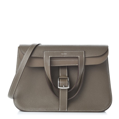Hermes Taurillon Clemence Halzan 31 GM Etoupe 1 of 11