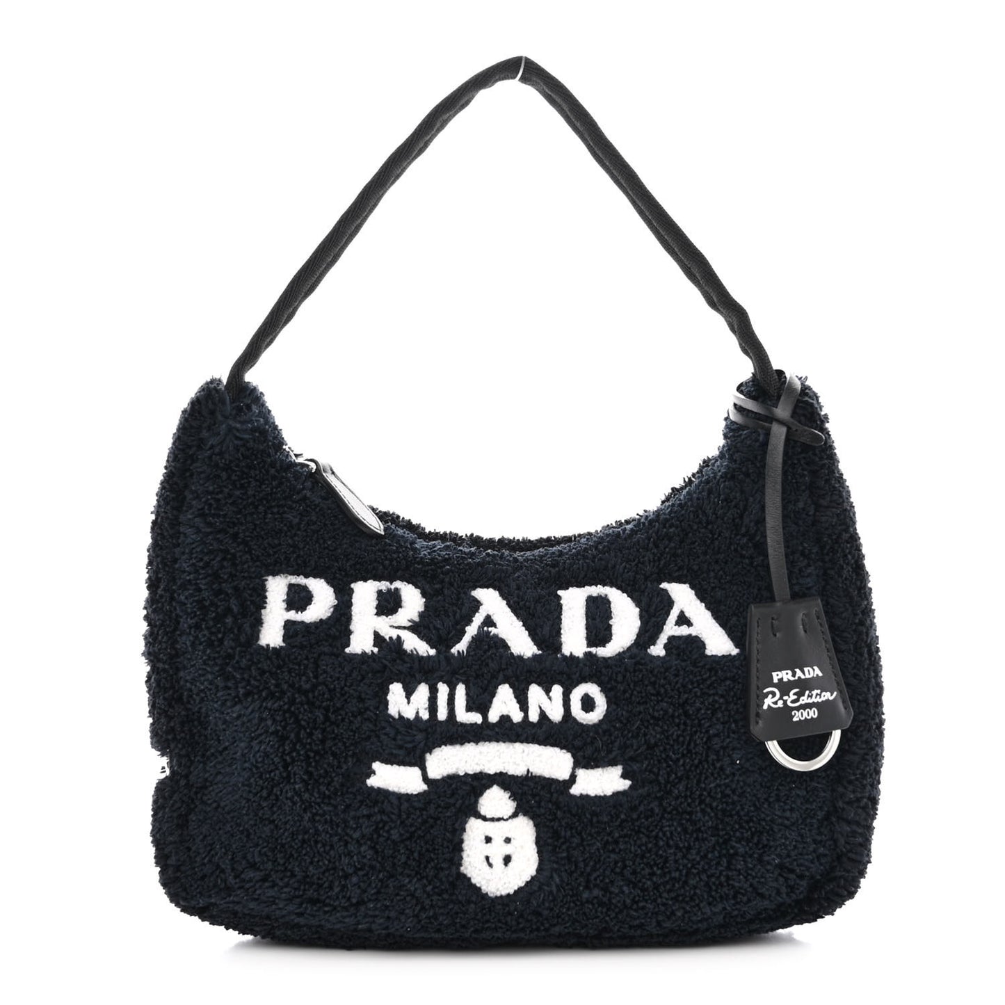 Terry Cloth Mini Re-Edition 2000 Bag Black White