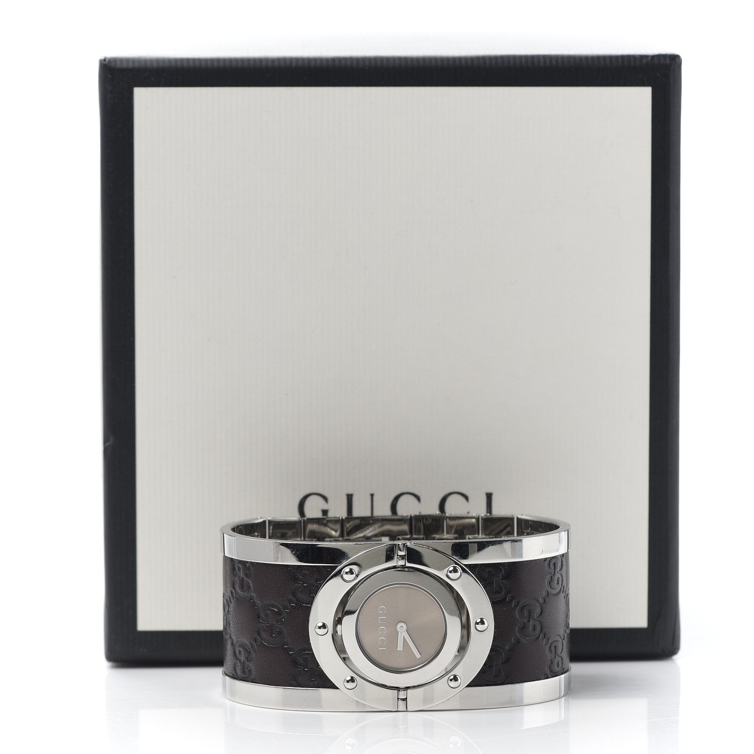 Gucci Stainless Steel Calfskin 33mm Twirl Quartz Watch Brown 6 of 6