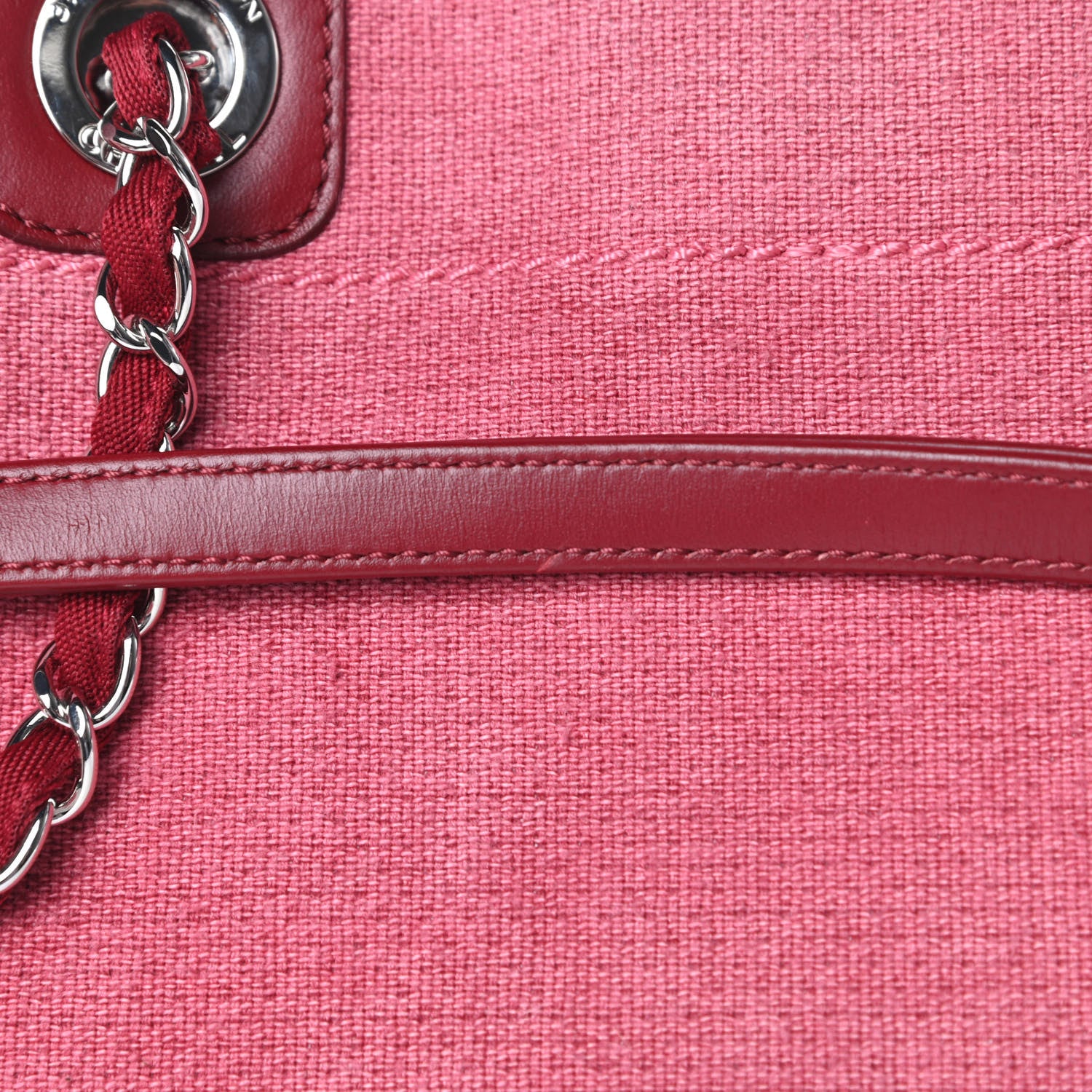 Chanel Canvas Small Deauville Tote Red 13 of 14
