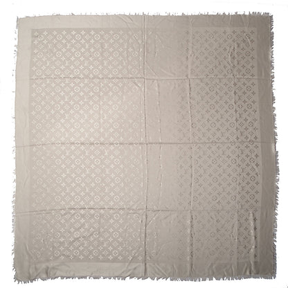 Louis Vuitton Silk Wool Monogram Shawl Beige 3 of 5