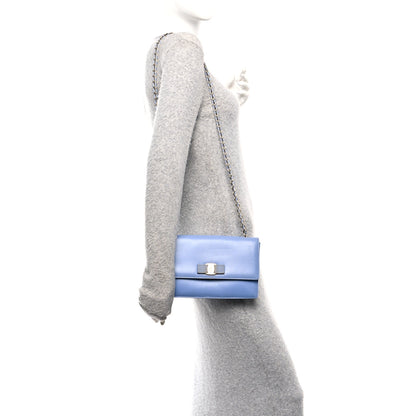 Salvatore Ferragamo Hammered Calfskin Vara Bow Chain Crossbody Blue 2 of 10