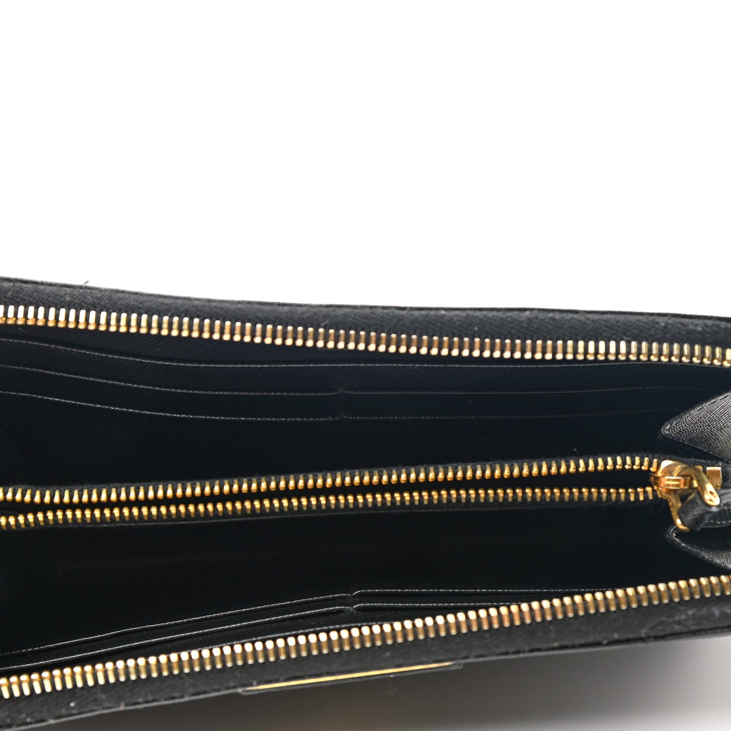 Saffiano Metal Zip Around Wallet Black