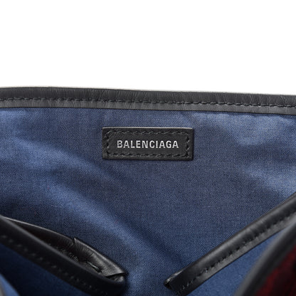 Balenciaga Wool Plaid S Navy Cabas Black Red 6 of 10