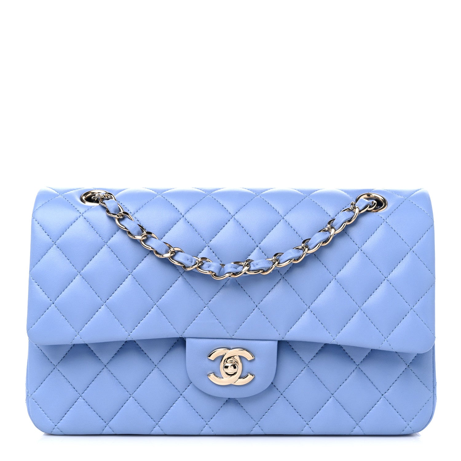 Chanel Lambskin Quilted Medium Double Flap Light Blue 1 of 10