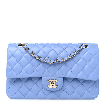 Chanel Lambskin Quilted Medium Double Flap Light Blue 1 of 10