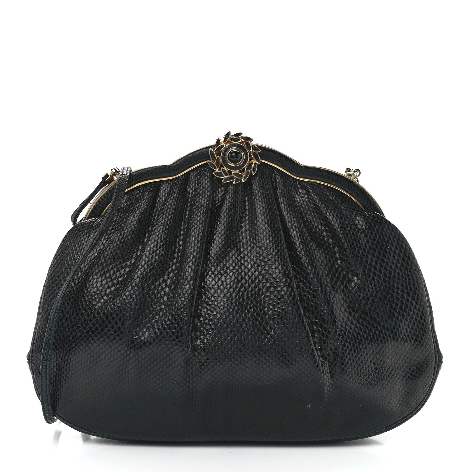 Judith Leiber Snakeskin Crystal Evening Bag Black 3 of 14