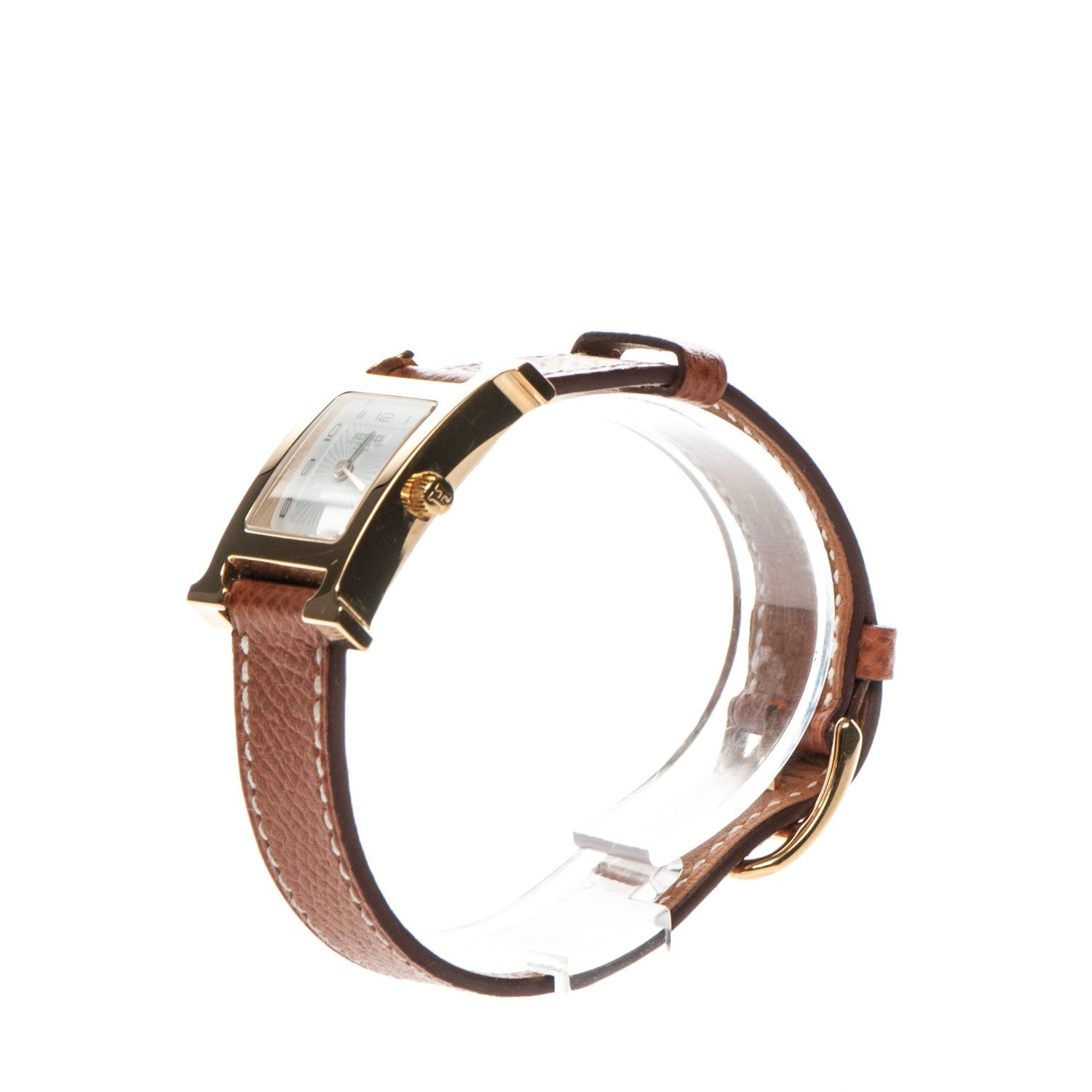 Hermes Stainless Steel Epsom 21mm Heure H Hour Quartz Watch Gold 3 of 9
