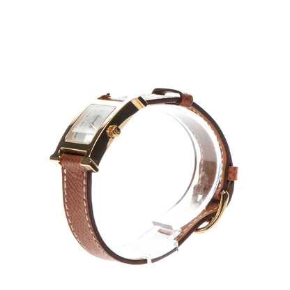 Hermes Stainless Steel Epsom 21mm Heure H Hour Quartz Watch Gold 3 of 9