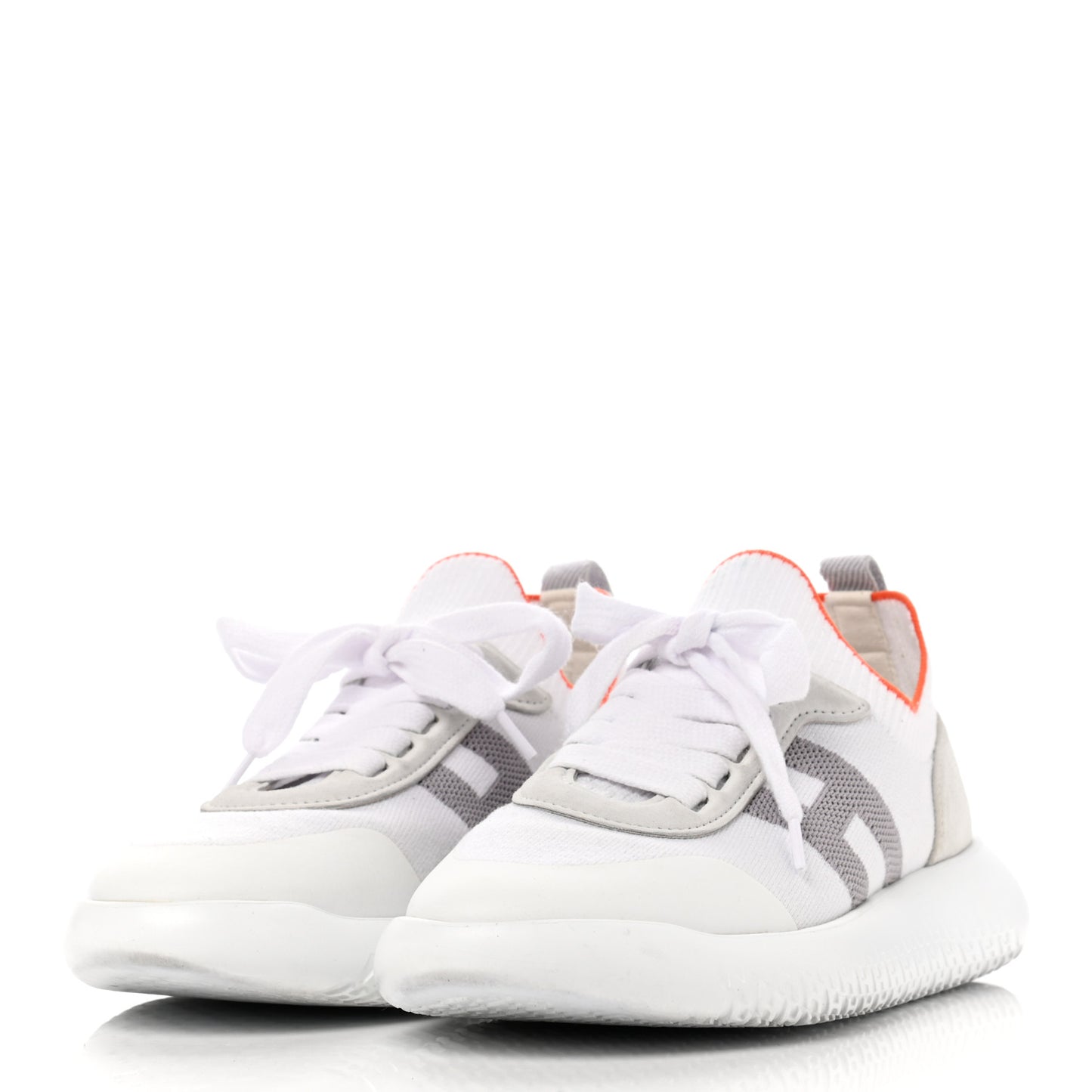 Knit Suede Goatskin Womens Crew Sneakers 36.5 White Gris