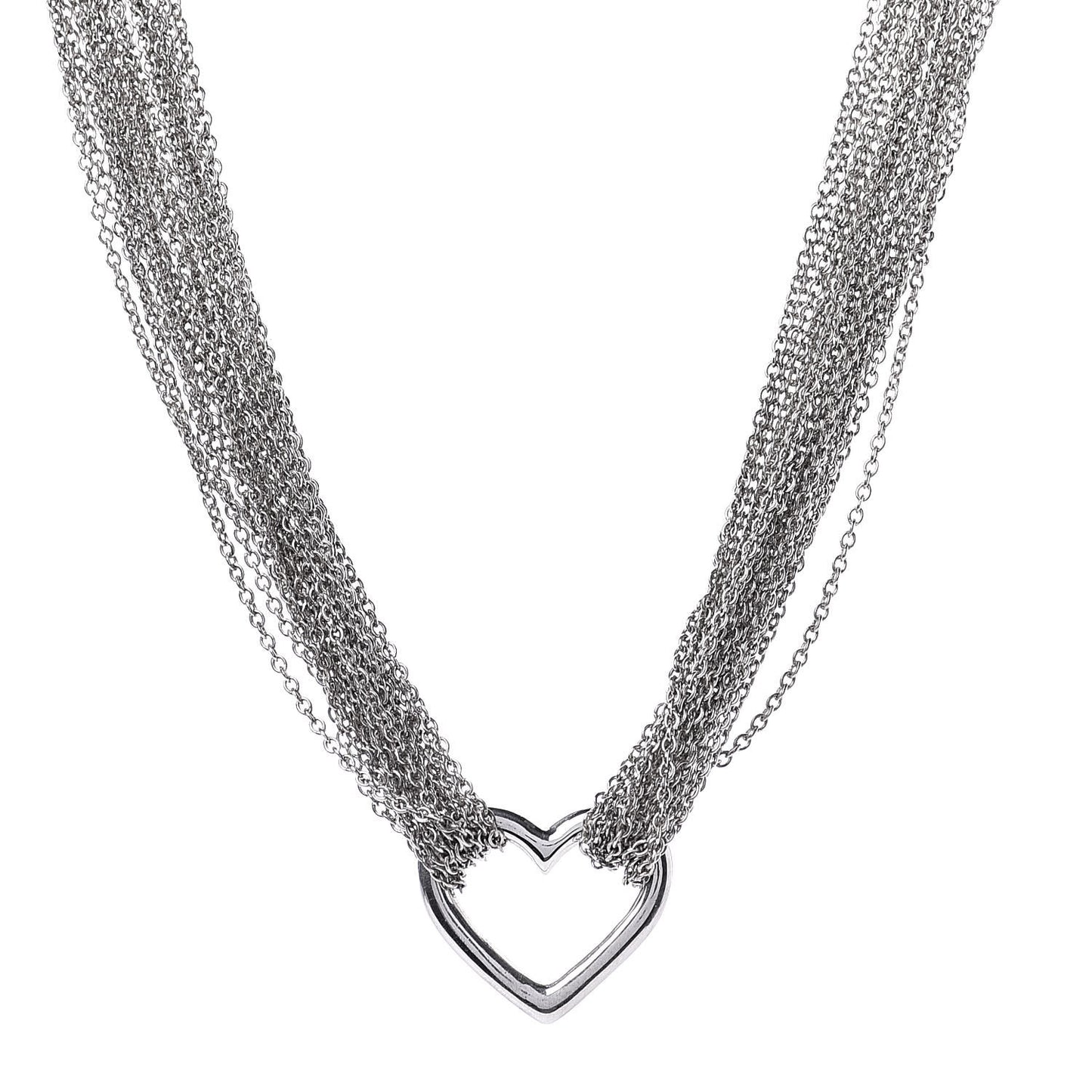 Sterling Silver Heart Multi Chain Toggle Necklace