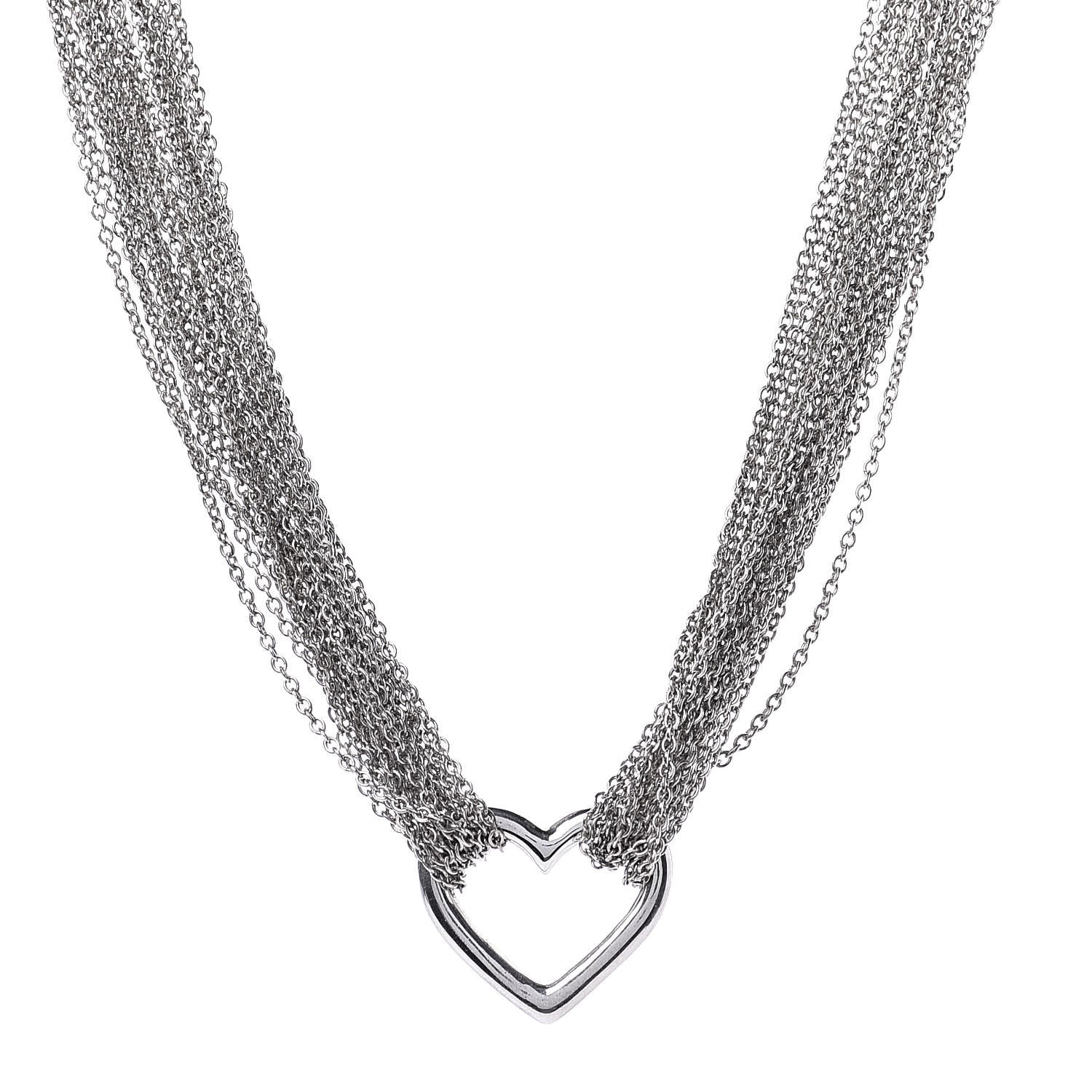 Tiffany Sterling Silver Heart Multi Chain Toggle Necklace 1 of 6