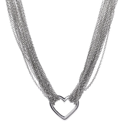 Tiffany Sterling Silver Heart Multi Chain Toggle Necklace 1 of 6
