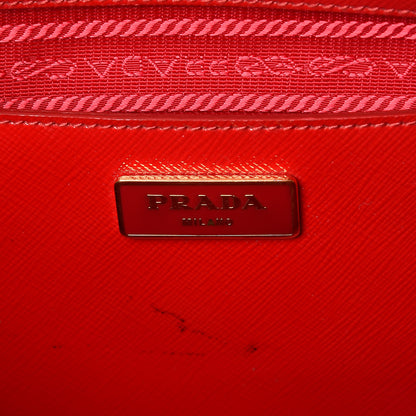 Prada Saffiano Vernice Floral Bauletto Bag Rosso Bianco 6 of 13