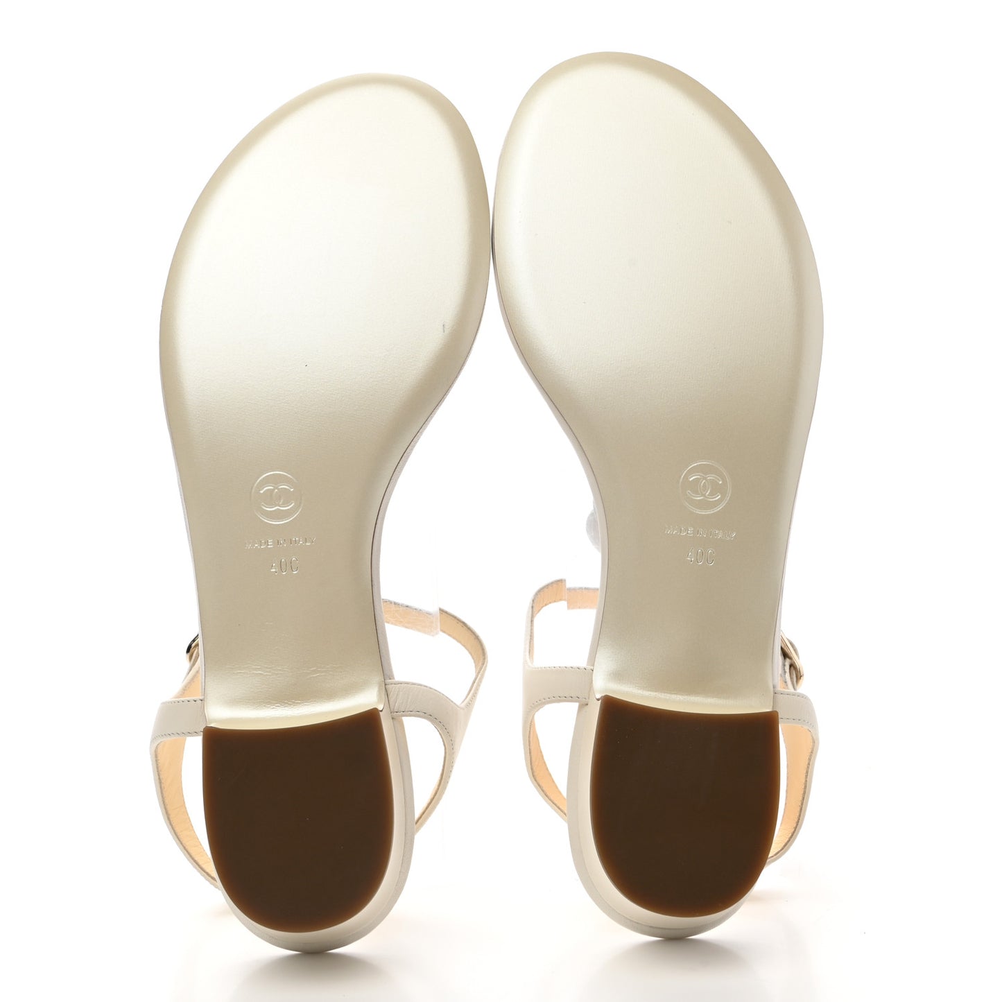 Calfskin Camellia Thong Sandals 40 White