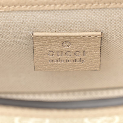 Gucci GG Supreme Monogram Textured Dollar Calfskin Mini Horsebit 1955 Shoulder Bag Beige Mystic White Oatmeal 6 of 11
