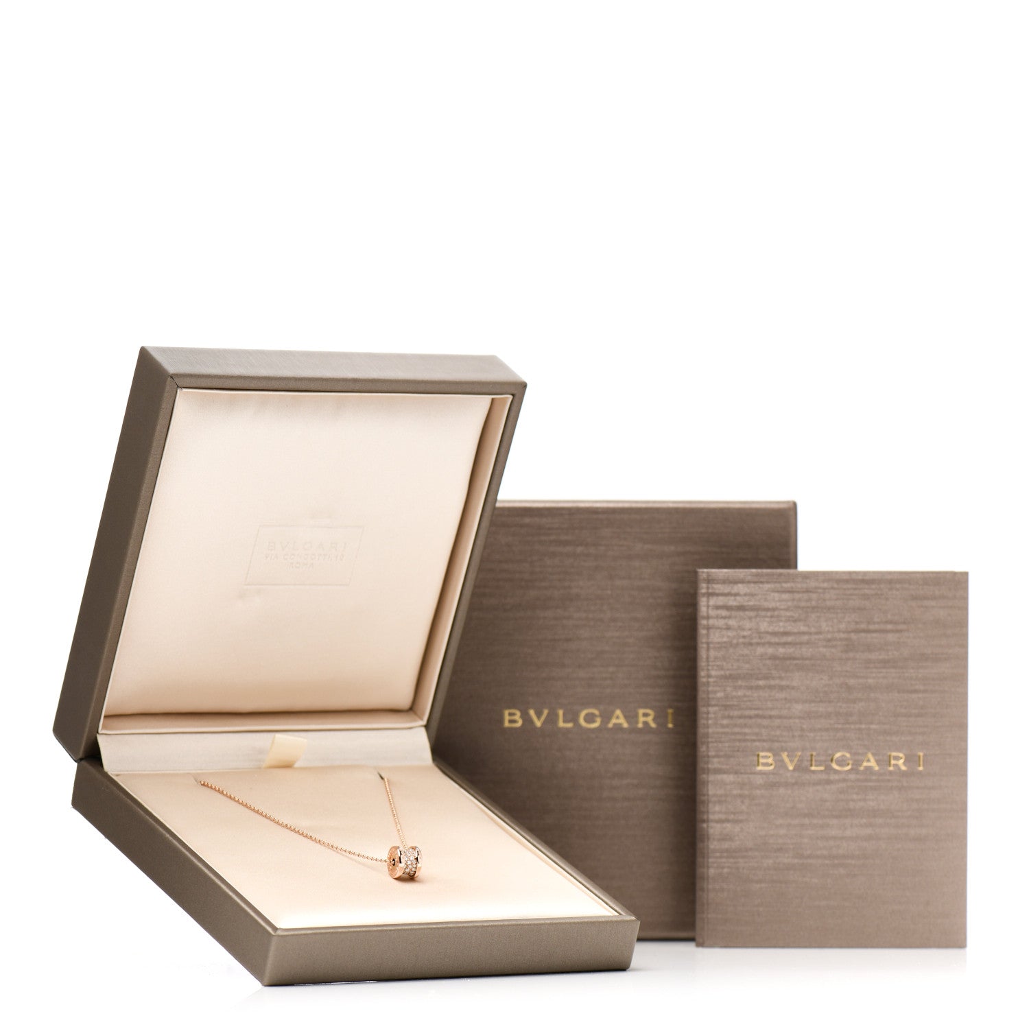 Bulgari 18K Rose Gold Diamond Small B.Zero1 Pave Pendant Necklace 9 of 9