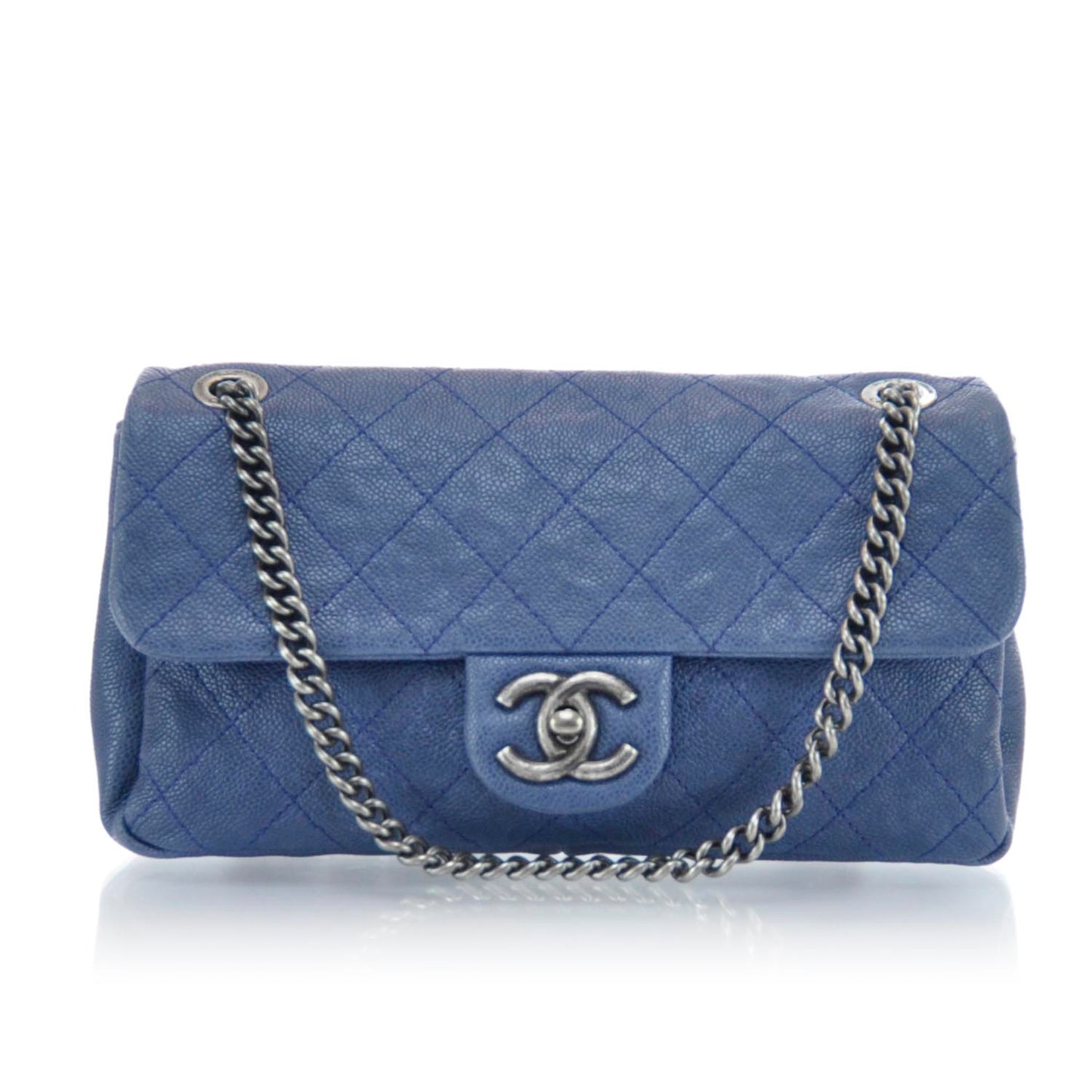 Caviar Quilted Medium Simply CC Flap Blue