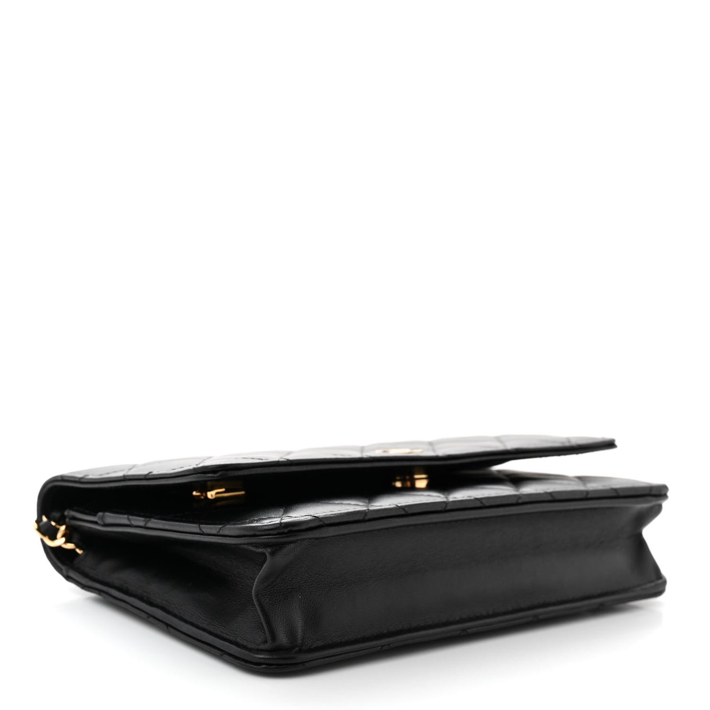 Lambskin Quilted Wallet On Chain WOC Black