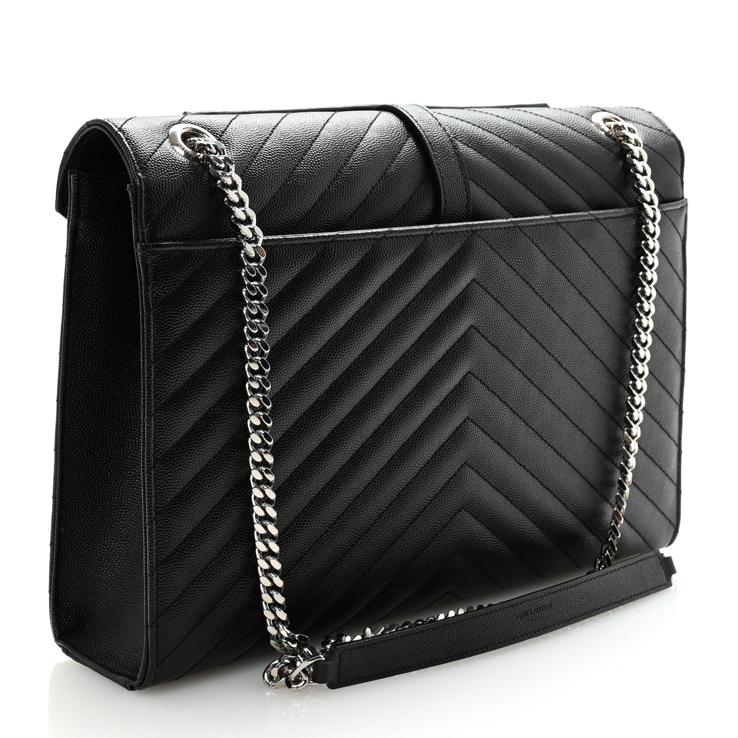 Grain De Poudre Matelasse Chevron Large Monogram Satchel Black