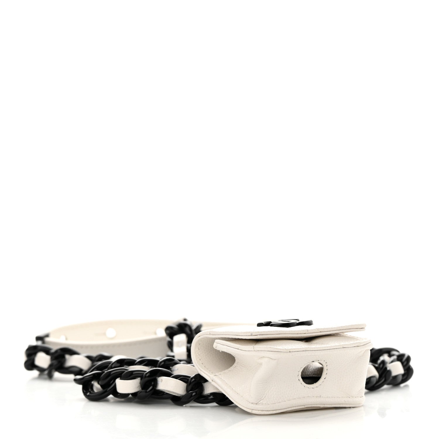 Chanel Caviar Quilted Airpods Pro Holder Belt White 4 of 14