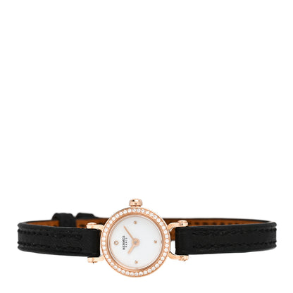 Hermes 18K Yellow Gold Barenia Diamond 16mm Faubourg Quartz Watch Noir 2 of 5