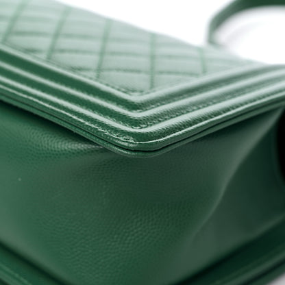 Chanel Caviar Quilted Medium Boy Flap Green 11 of 12