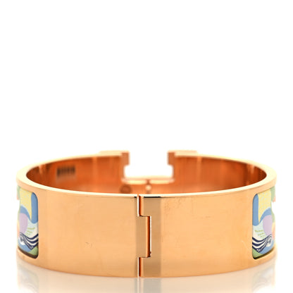 Hermes Enamel Wide Printed Lanternes Ballons et Cocarde Clic Clac H Bracelet GM Hypno 3 of 4