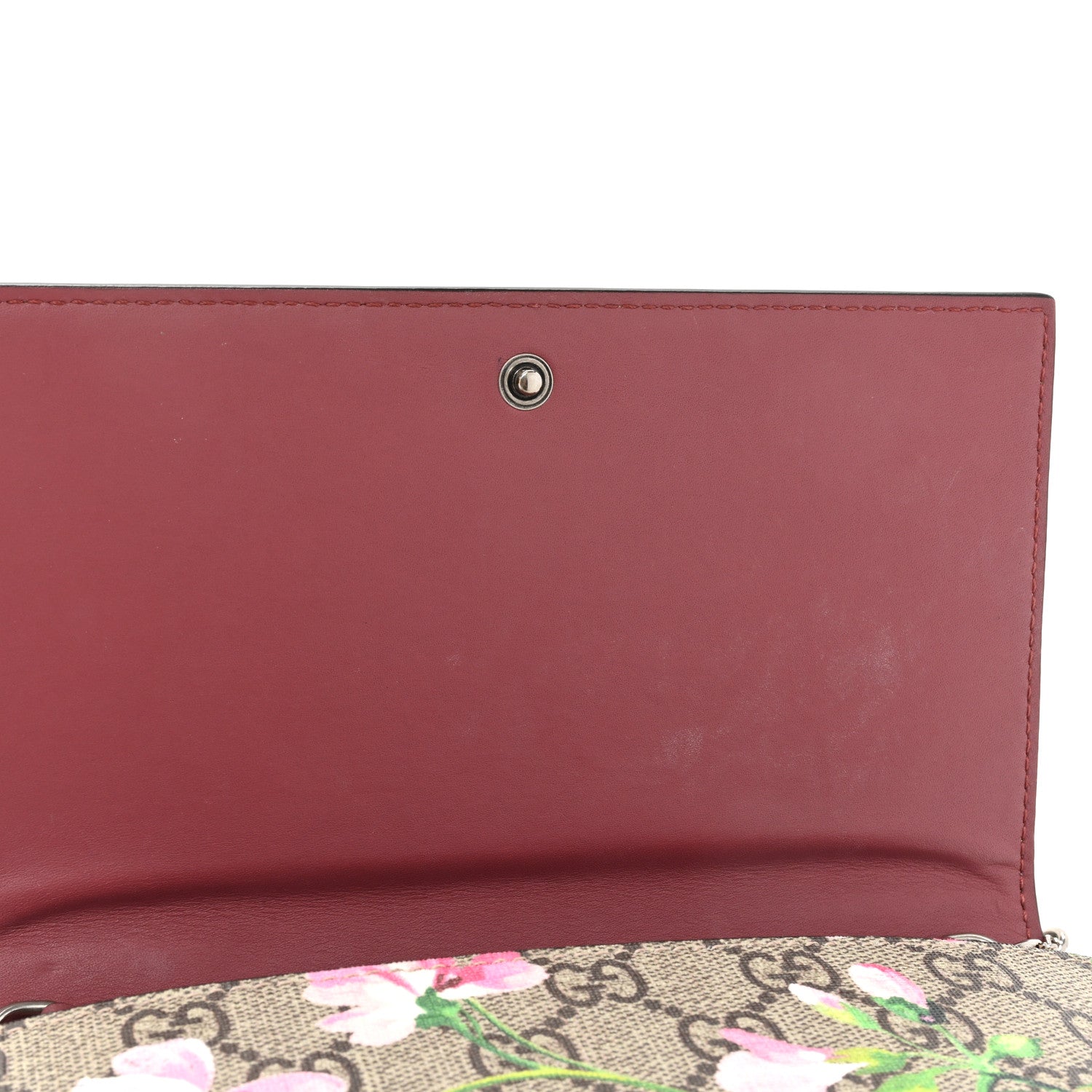 Gucci GG Supreme Monogram Blooms Chain Wallet Beige Multicolor Dry Rose 13 of 19