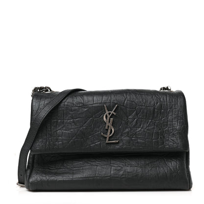 Saint Laurent Crocodile Embossed Calfskin Medium West Hollywood Monogram Fold-Over Black 1 of 8