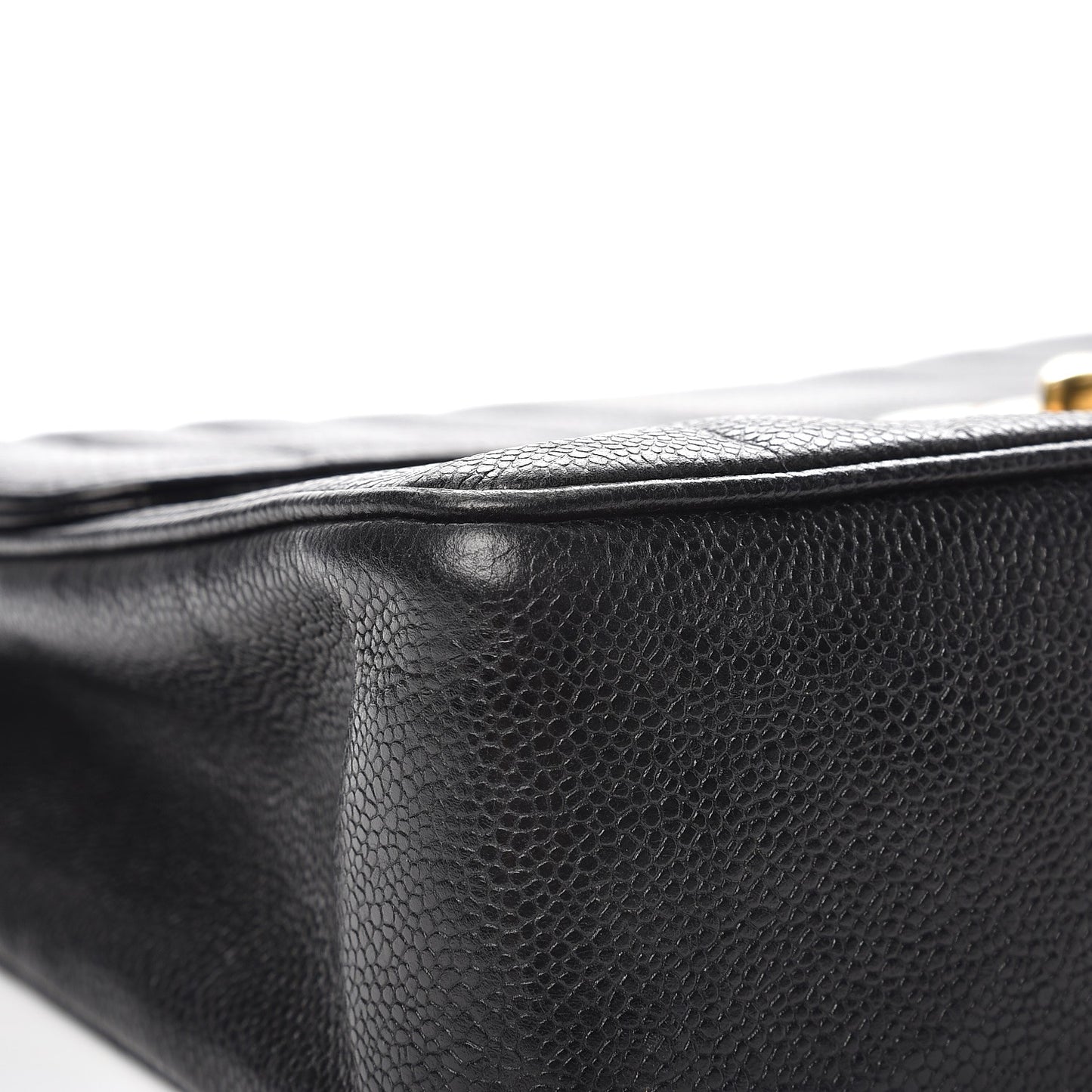 Caviar Vertical Quilted Jumbo Flap Black